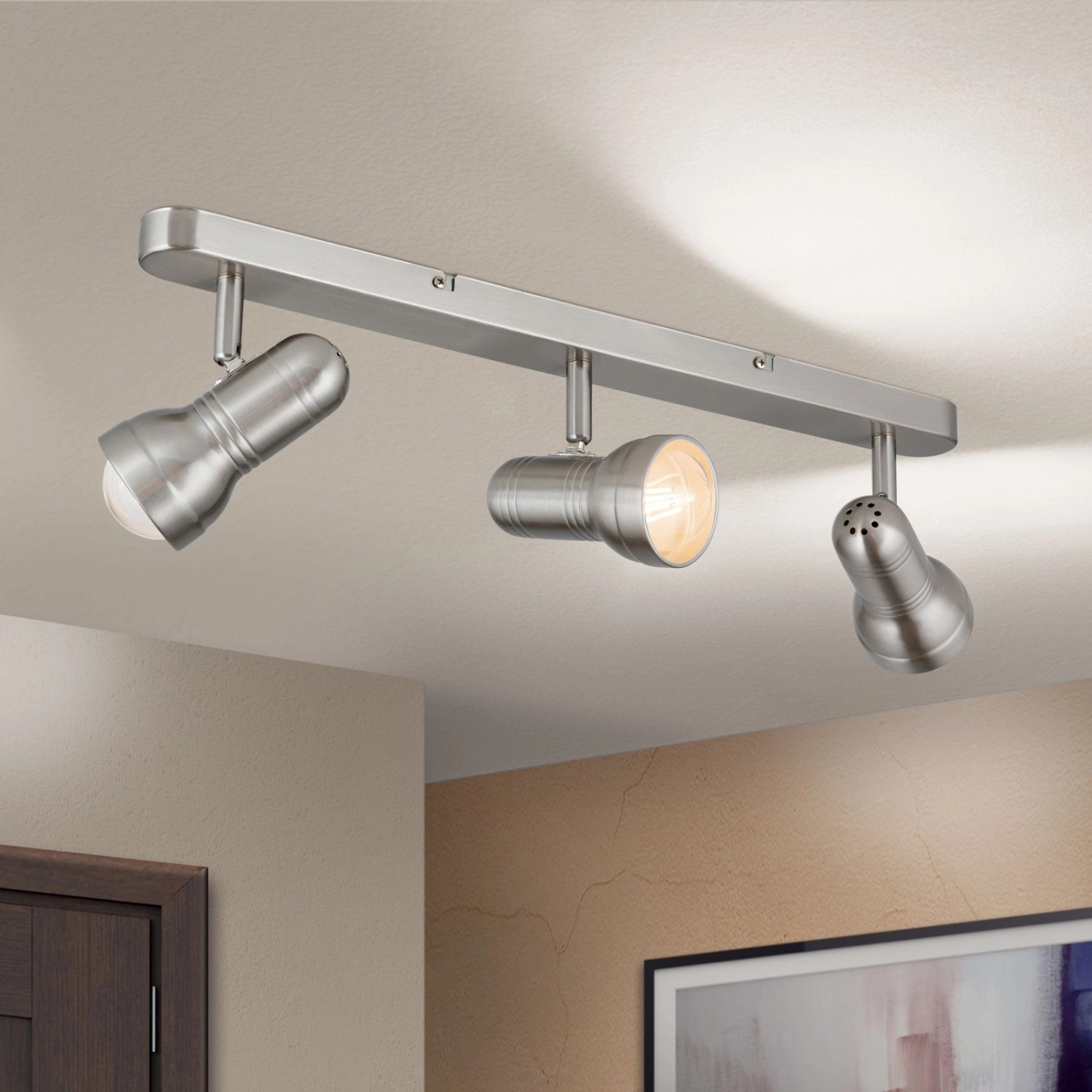 Orion Strahler Wilhelm, 3-flammig, satinierter Nickel-Look. Deckenleuchte für flexible Lichtgestaltung.