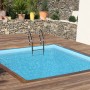 Quadratischer Gre Echtholzpool City (225x225x68 cm) mit Leiter auf Holzterrasse.