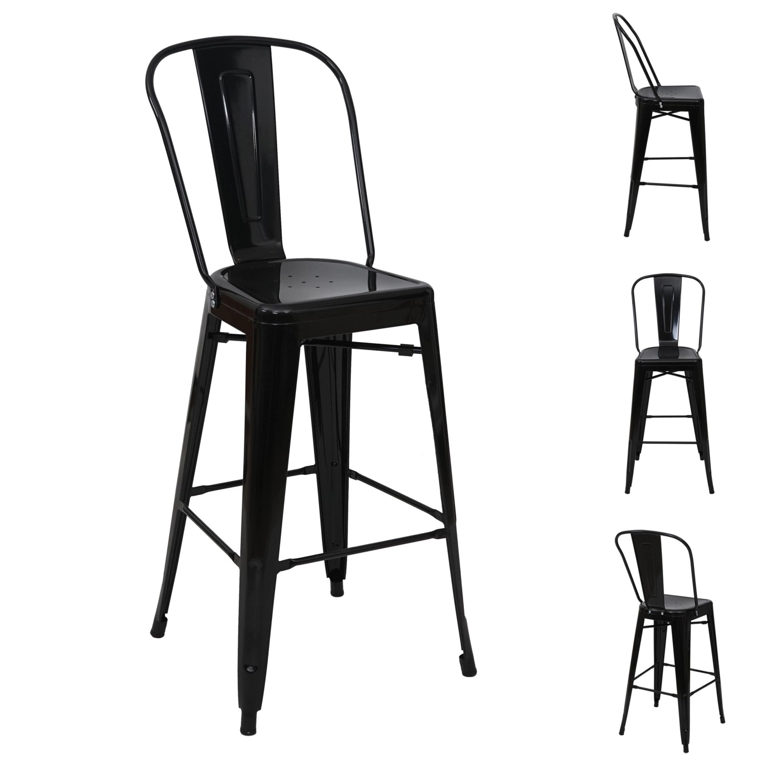 PROREGAL 4er-Set Barhocker Mit Lehne Sitzhöhe 77cm Metall Industriedesign S günstig online kaufen