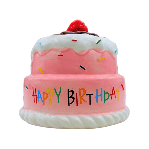Dekohelden24 Sparfigur Spartorte Geburtstags Spardose Happy Birthday Torte mit Sparfunktion aus Keramik in Pink und Rosa L/B/H 12 x 12 x 12 cm
