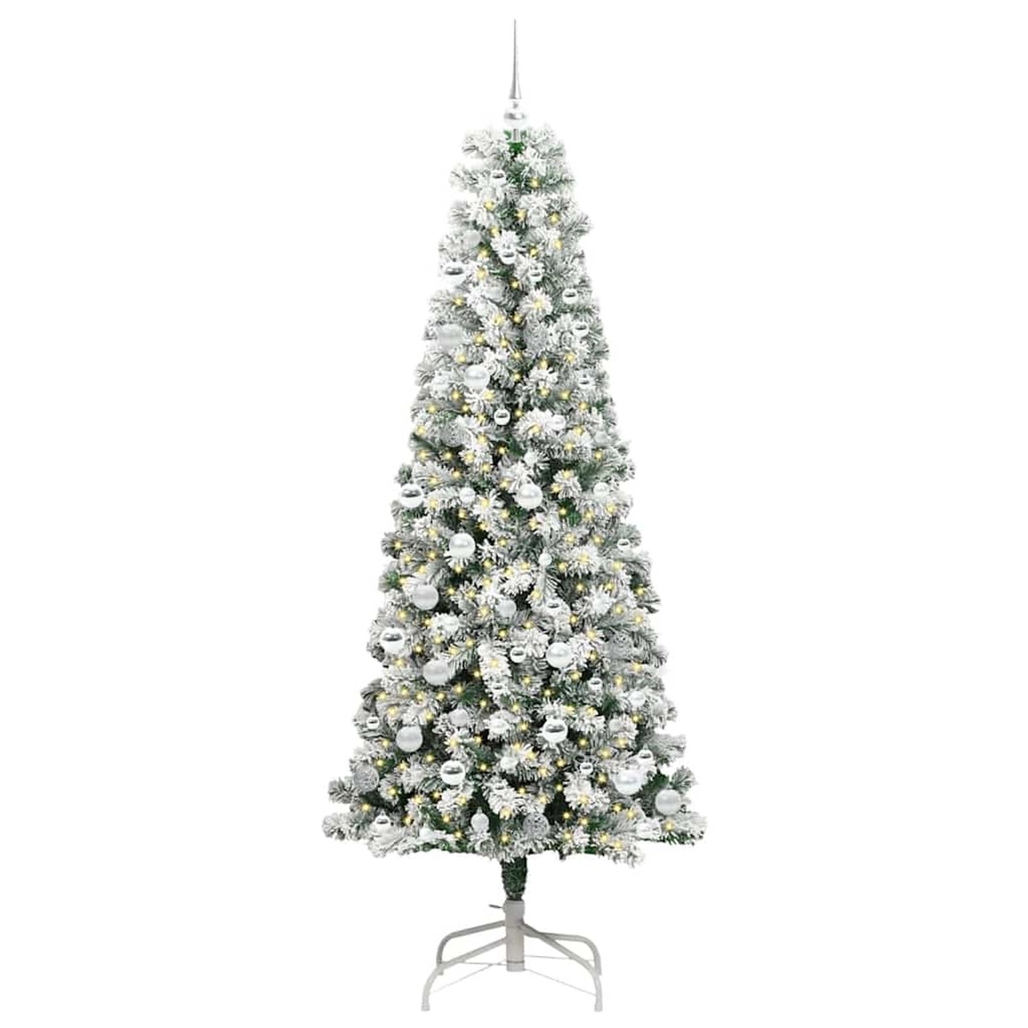 vidaXL Künstlicher Klappbarer Weihnachtsbaum Grün und Weiß 210 cm 3395609