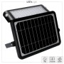 Schwarze LED Solar-Außenleuchte mit Sensor und Solarpanel für die Wandmontage.