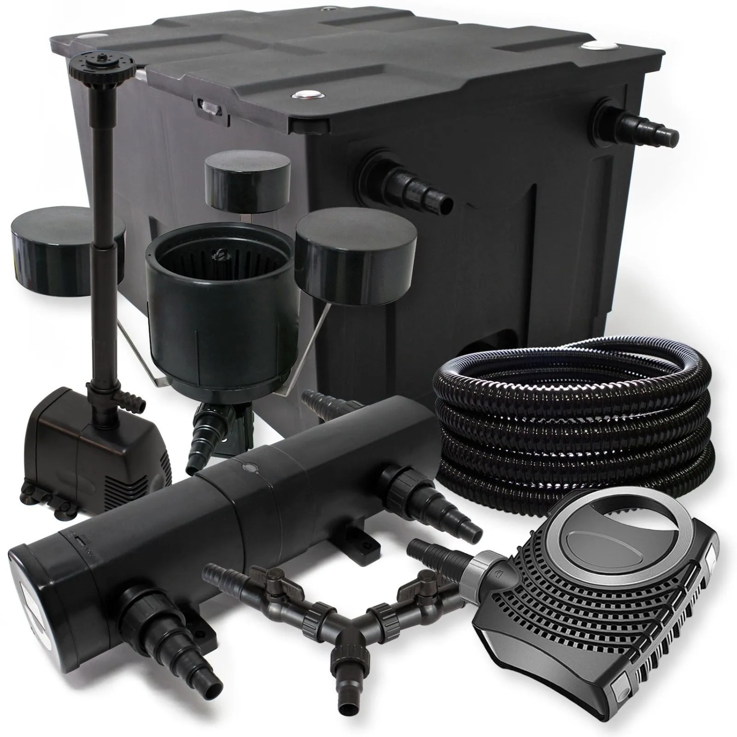 Sunsun Teichfilter 60000L 18W Uvc Neo10000 Pumpe Schlauch Skimmer Springbrunnen