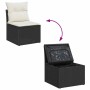 vidaXL Garten-Sofa-Set, 7-tlg., schwarz, Poly Rattan, mit Stauraum und wasserfester Tasche.