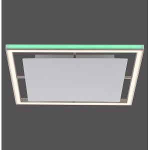 Moderne Paul Neuhaus LED-Deckenleuchte Helix, 50x50 cm, Aluminium, mit RGB-Sidelight.