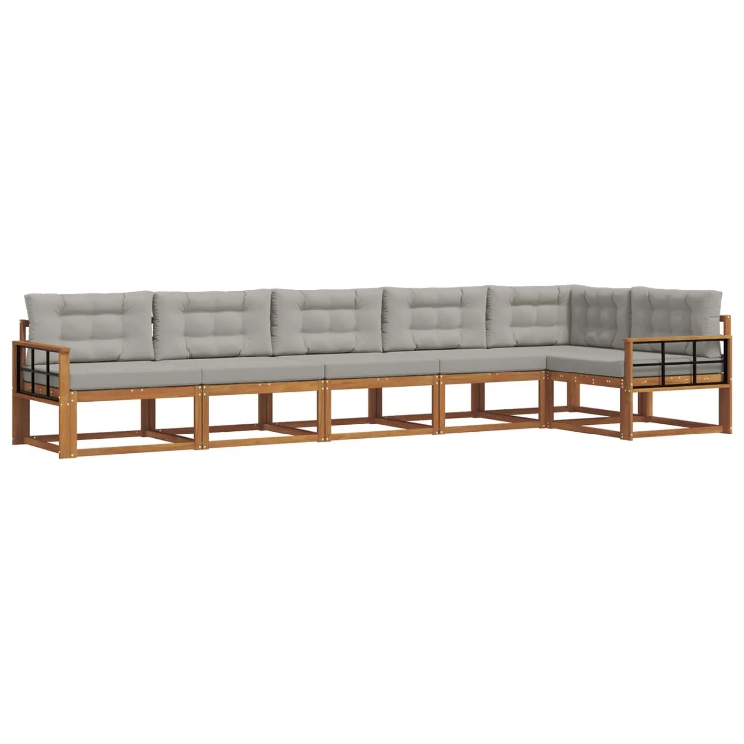 vidaXL Outdoor-Sofagarnitur mit Kissen 6-Tlg Natur und Hellgrau 3367659