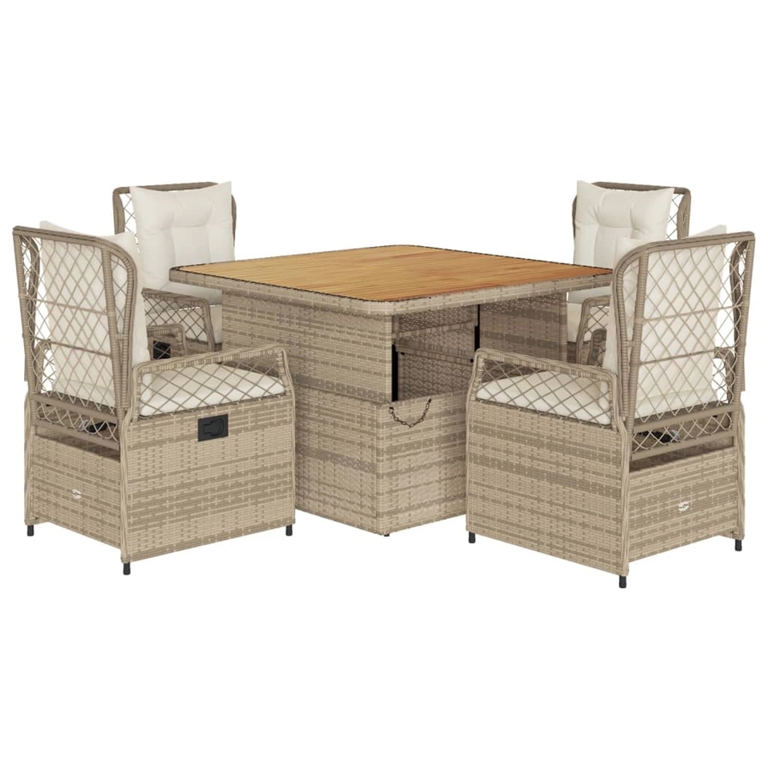 vidaXL 5-tlg Garten-Essgruppe mit Kissen Beige Poly Rattan Modell 69 günstig online kaufen