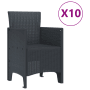 Anthrazitfarbener Gartenstuhl aus Poly Rattan, Teil des 11-tlg. vidaXL Essgruppe Sets.