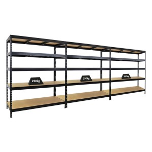 PROREGAL Mega Deal 3er-Sparset Schwerlastregal Rivet HxBxT 180x150x60 cm Fachlast 250kg Schwarz