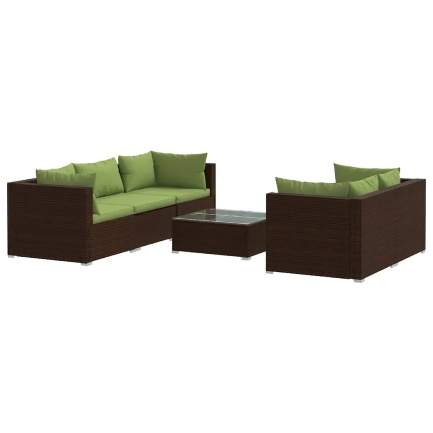 vidaXL 6-Tlg Garten-Lounge-Set mit Auflagen Poly Rattan Braun 3101492