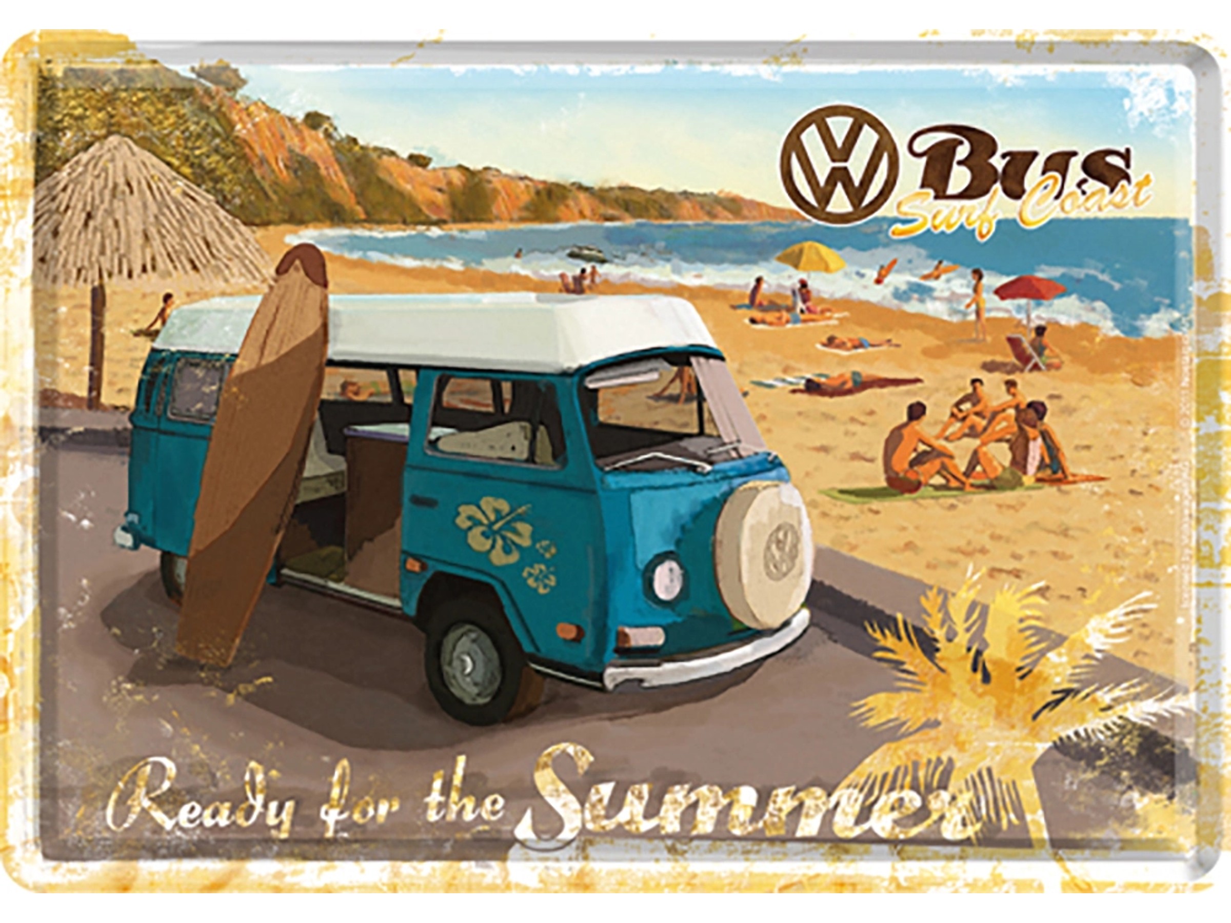 Nostalgic Art Plaque en Metal 10 x 14 cm - VW Bulli - Let's Get Lost