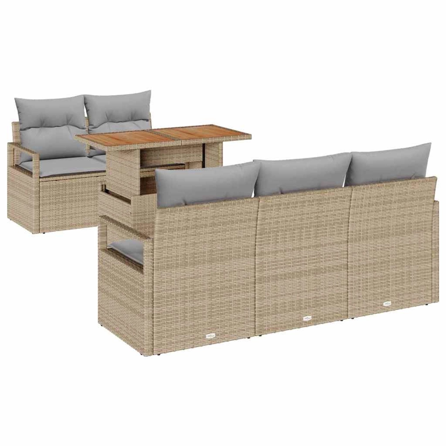 vidaXL Garten-Sofa-Set mit Speicher 6-Tlg Beige Poly Rattan 3358387 günstig online kaufen