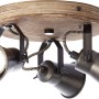 Brilliant Spotrondell Seed, 3-flammig, schwarz, Stahl/Holz: Deckenleuchte mit drei Strahlern.