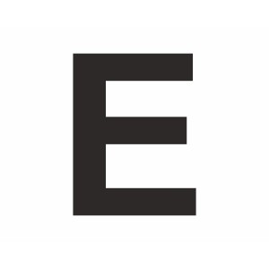 Schwarzer Aufkleber Buchstabe E, 6 cm hoch, aus PVC-Folie für Schilder.