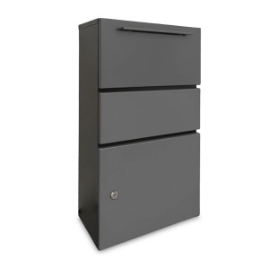 Relaxdays Paketbox Metall Dunkelgrau Abschließbar Wetterfest 82 cm x 44 cm x 22 cm 11,7 kg