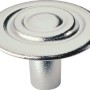 Möbelknopf 920, Chrom matt, runder Metallknopf mit konzentrischen Kreisen.
