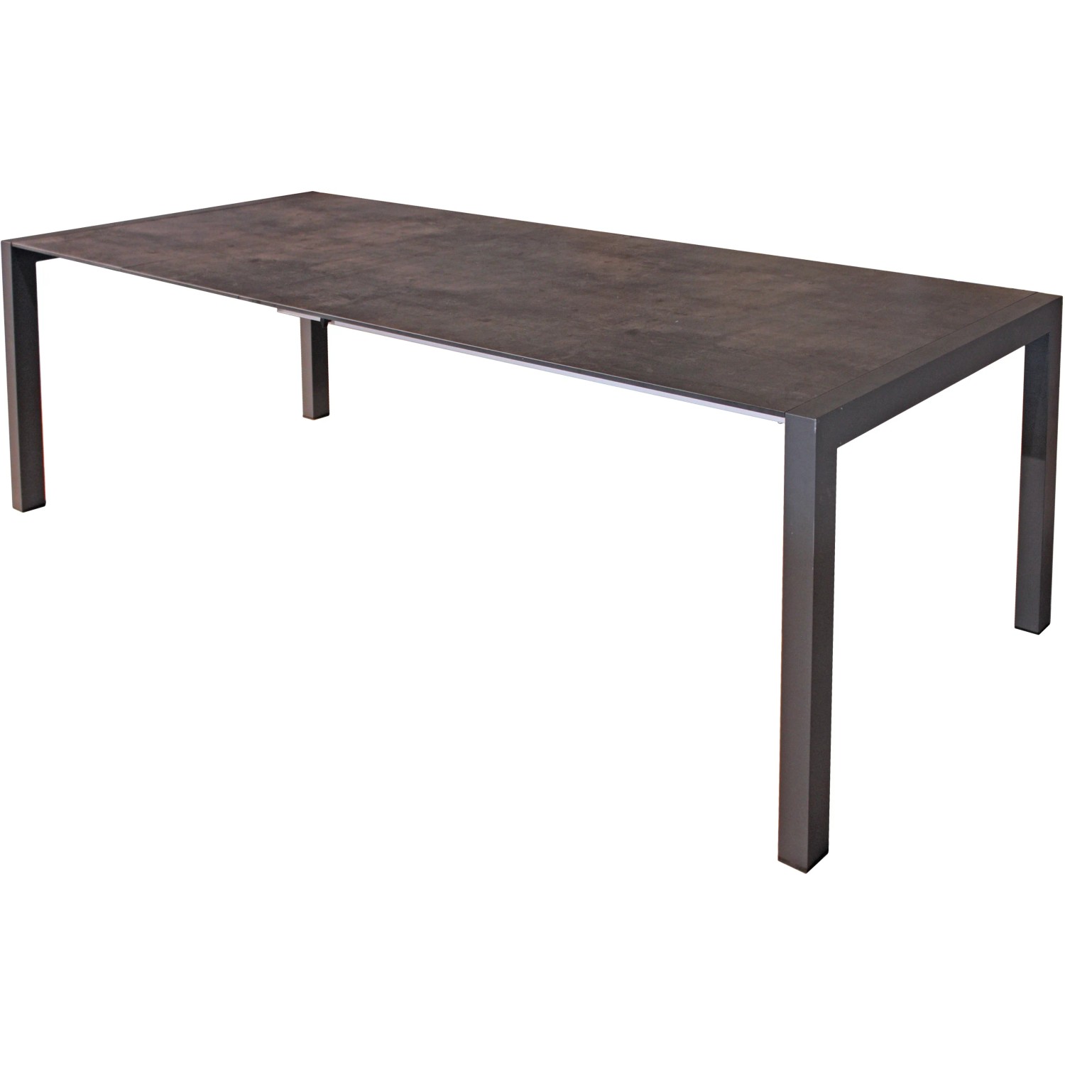 Anthrazitfarbener Ausziehtisch Sophia, Teil des 9-teiligen Gartenmöbel-Sets von Garden Pleasure.