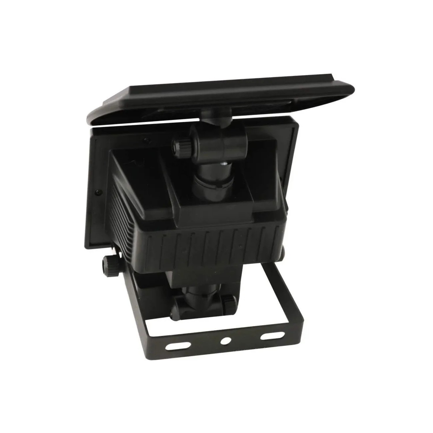 Schwarzer Westfalia Solar Wandstrahler 2in1 mit Bewegungsmelder, geeignet als Wandlampe oder Gartenleuchte.