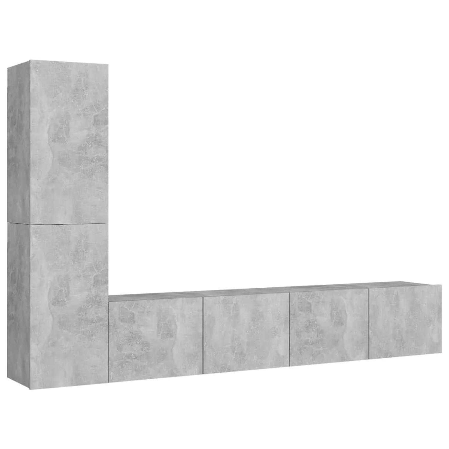 vidaXL 4-Tlg TV-Schrank-Set Betongrau Holzwerkstoff 3079094