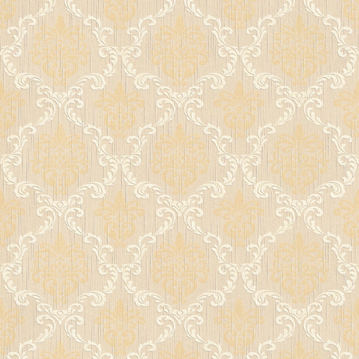 PROFHOME 956292-GU Textiloptik Tapete Barock Matt Beige Gelb 0,53 m x 10,05 günstig online kaufen