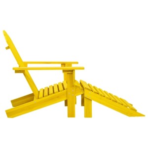 Gelber Adirondack-Gartenstuhl aus massivem Tannenholz mit abnehmbarem Fußteil. Bequem für Terrasse & Garten.