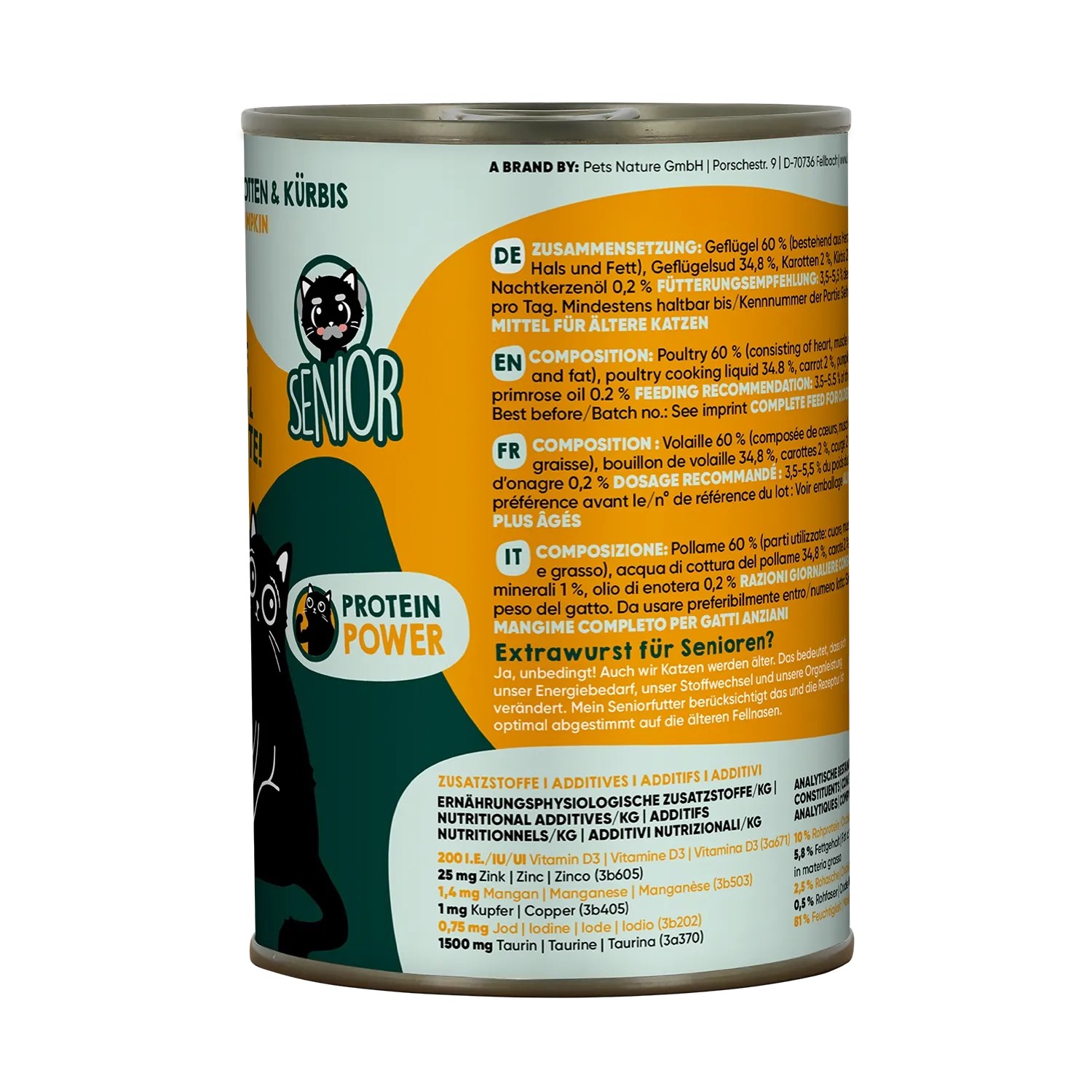 Lucky Lou Katzen-Nassfutter Senior Geflügel, 400g Dose. Alleinfutter für ältere Katzen.