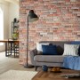 Wohnraum mit Rebel of Styles Verblender Klimexmilano Loft HD Printed in Steinoptik.