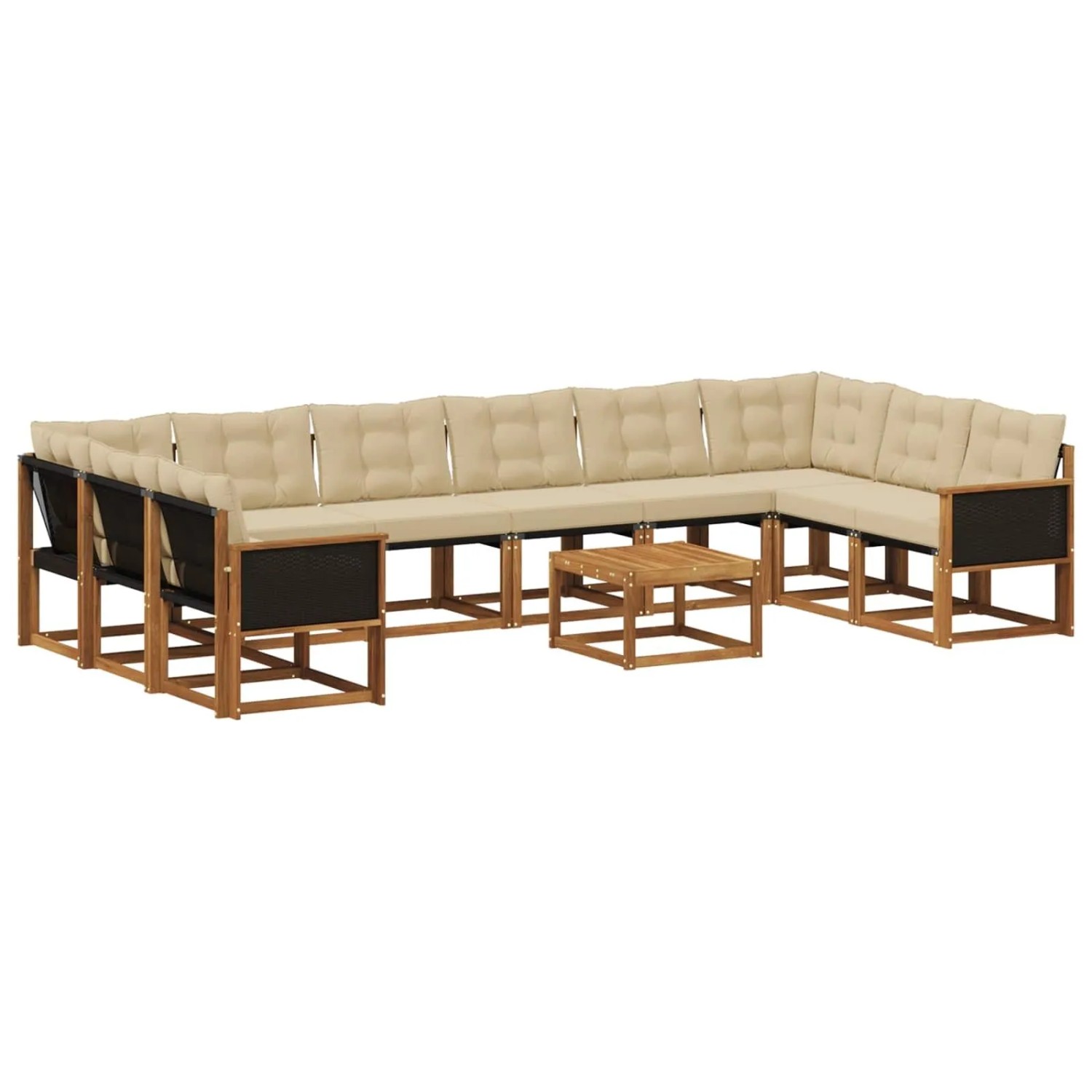vidaXL Outdoor-Sofagarnitur mit Kissen 11 Stk Natur und Beige 3382249