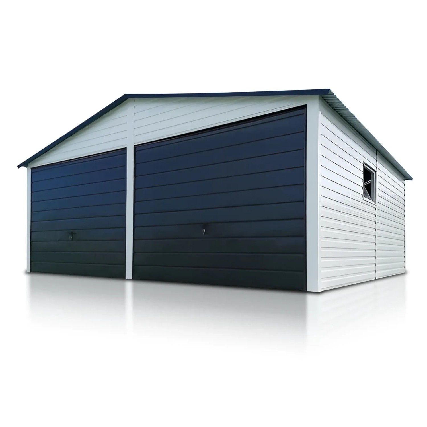 Liderstal Doppelgarage Basic aus Blech 600 x 500 cm Satteldach Schwingtor Weiß