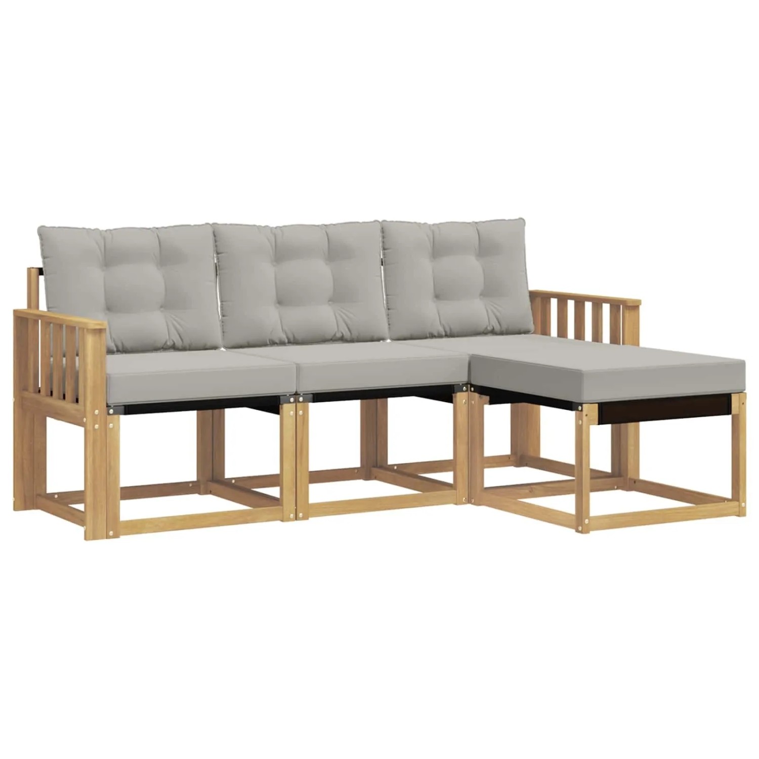 vidaXL Outdoor-Sofagarnitur mit Kissen 4-Tlg Weiß und Hellgrau 3389353
