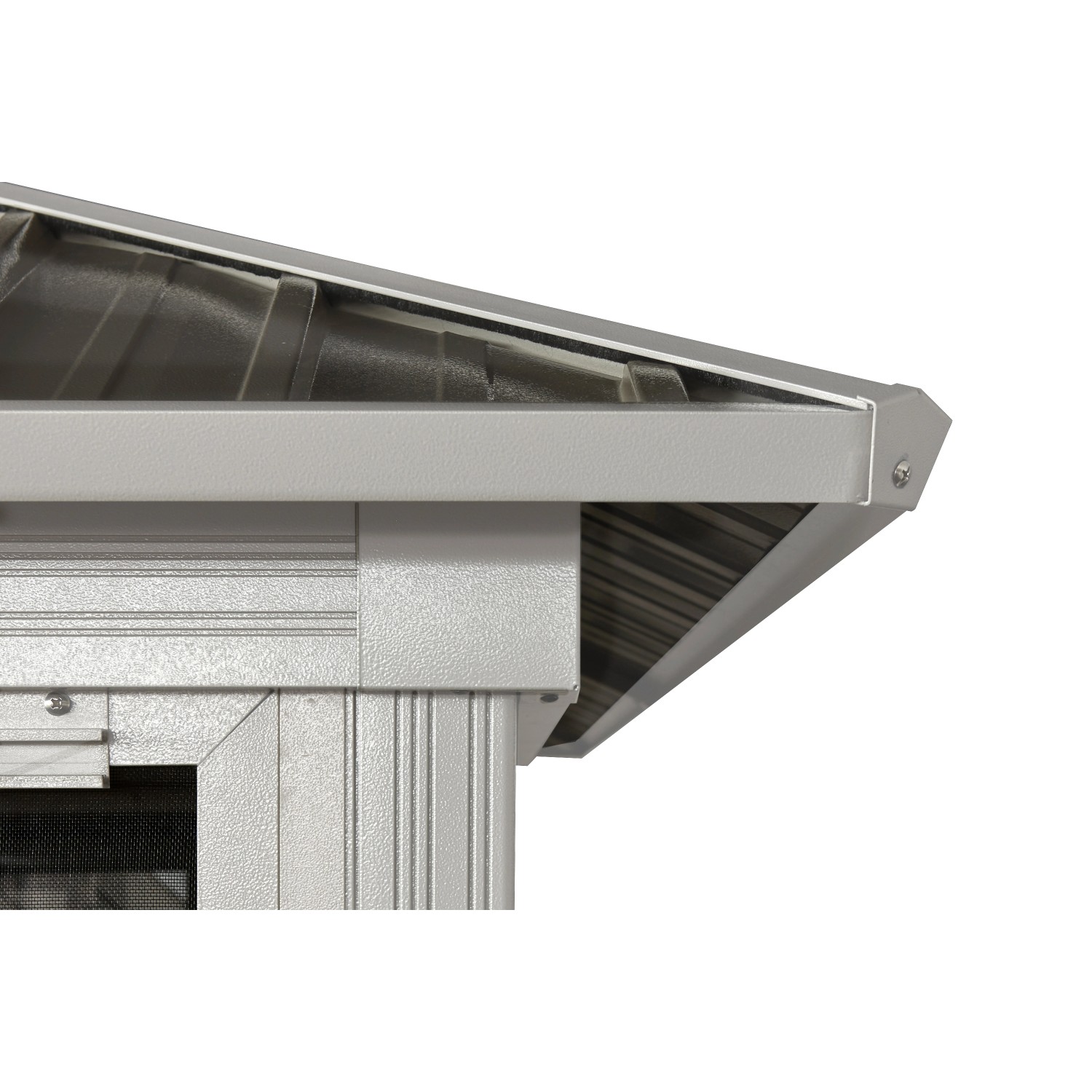 Detailaufnahme des Sojag Pavillon Olan: Dach aus Stahlblech und Aluminiumkonstruktion.