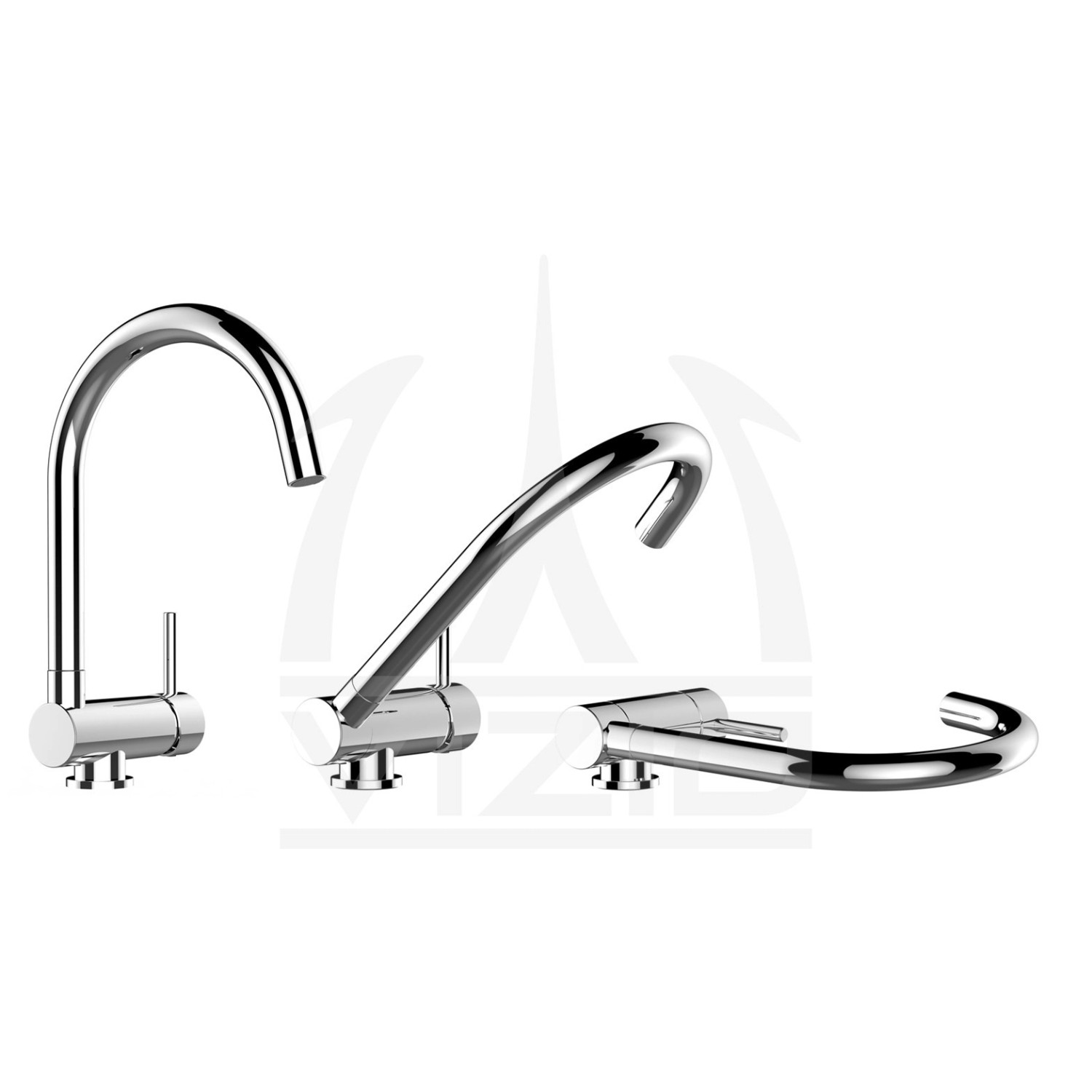 VIZIO Küchenarmatur für Vorfenster-Montage, umklappbar, verchromt, mit schwenkbarem Auslauf.