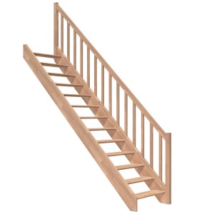 Lackierte, gerade Dolle Raumspartreppe Paris aus Buchenholz mit Rechteckstabgeländer.
