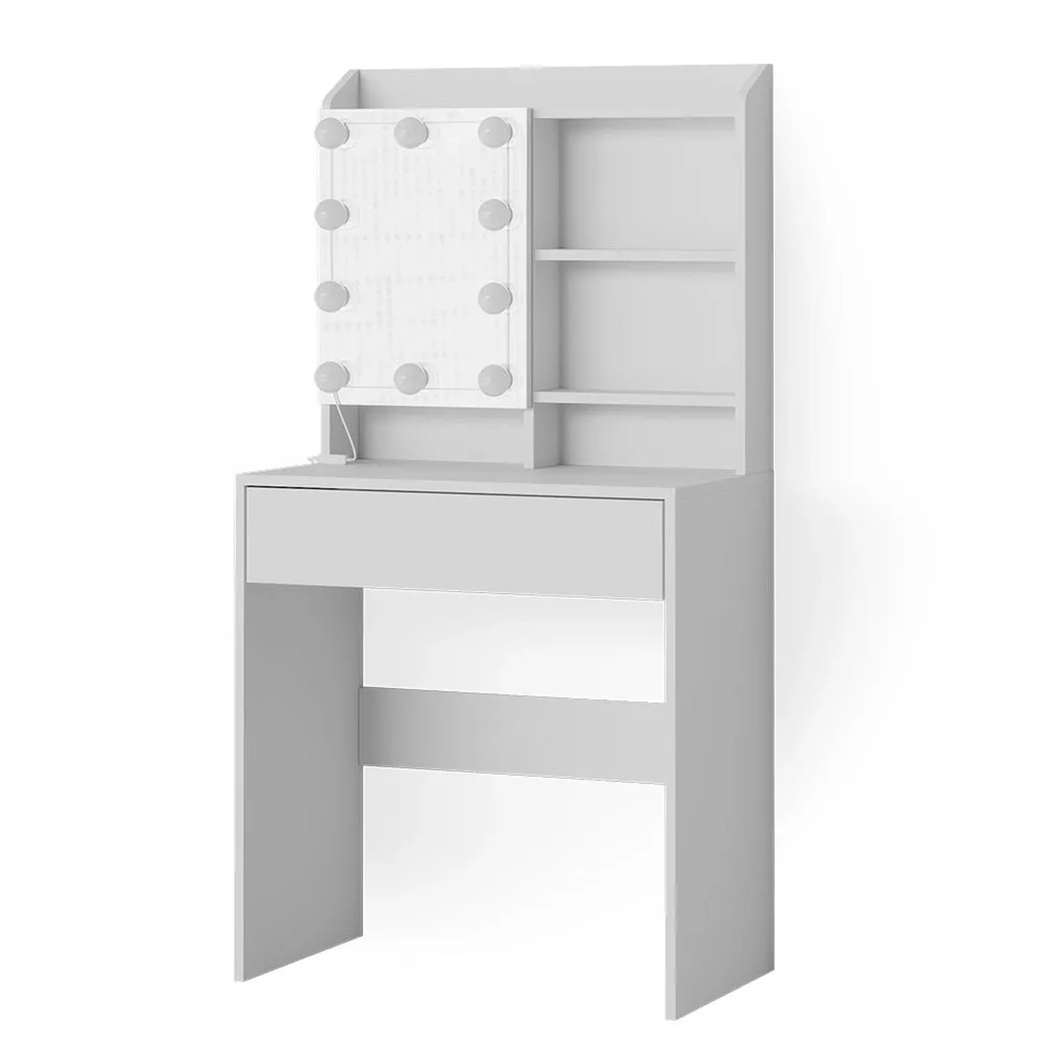 Vicco Schminktisch Laura Weiß 70 x 136 mit Spiegel und LED-Lichterkette
