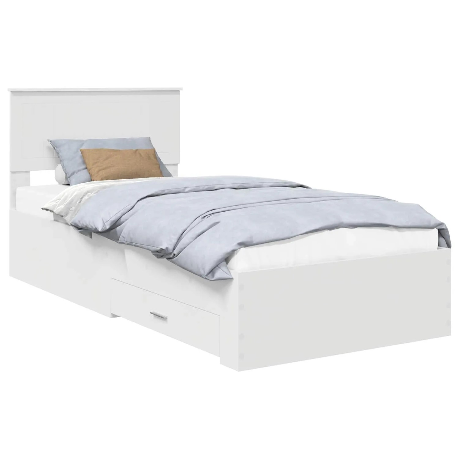 vidaXL Bettrahmen mit Kopfteil Weiß 90 x 200 cm Holzwerkstoff 3410940