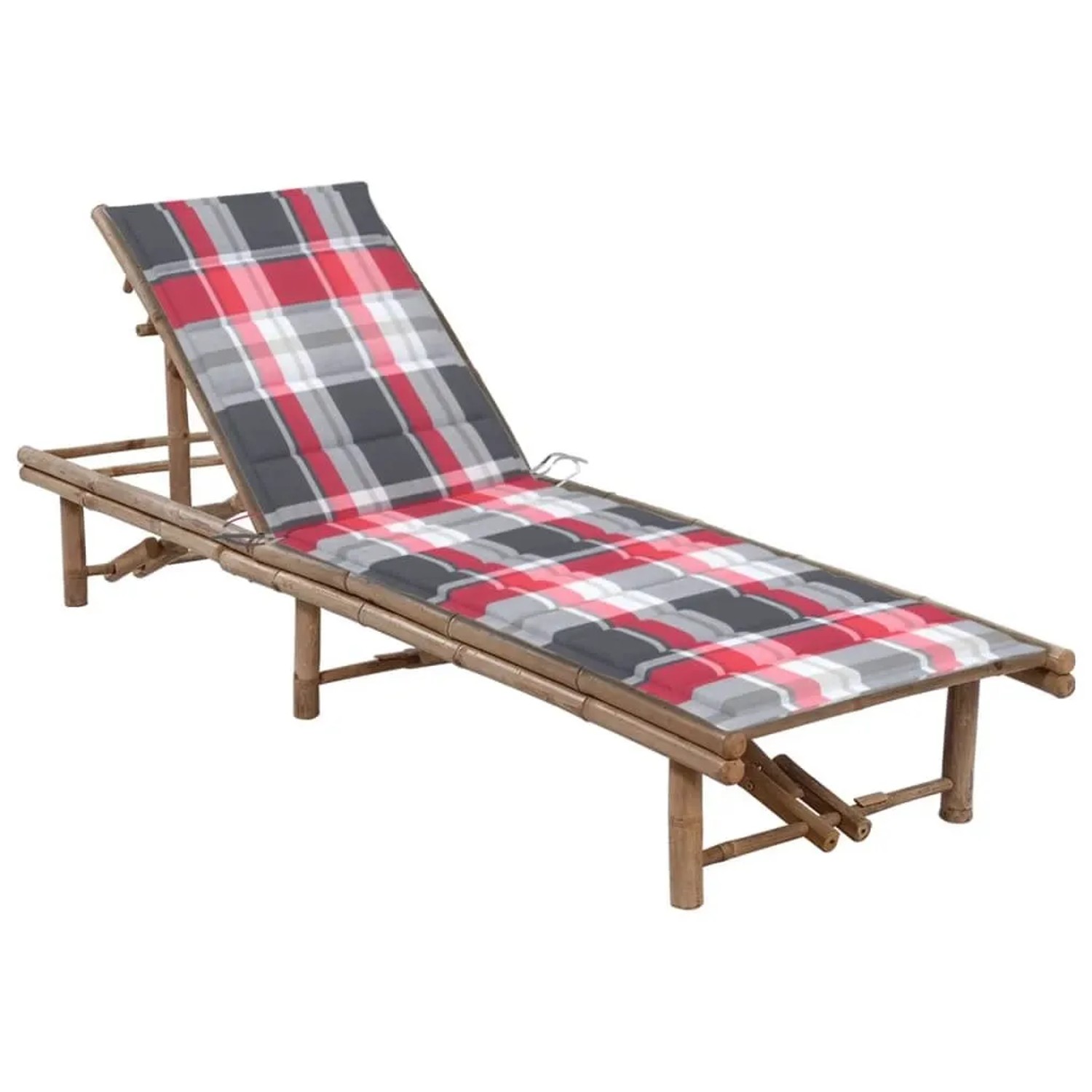 Furnicato Garten-sonnenliege Aus Bambus Mit Auflage 200x65x 30-87  Cm Braun