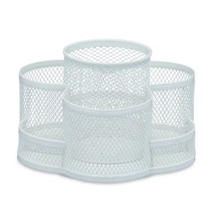 Relaxdays Stiftehalter Stahl Weiß Drehbar 10,5 cm x 16 cm x 17 cm 450 g