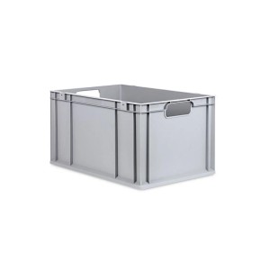 Graue Eurobox 65L mit Scharnierdeckel, PROREGAL Aufbewahrungsbox für Lager & Transport.