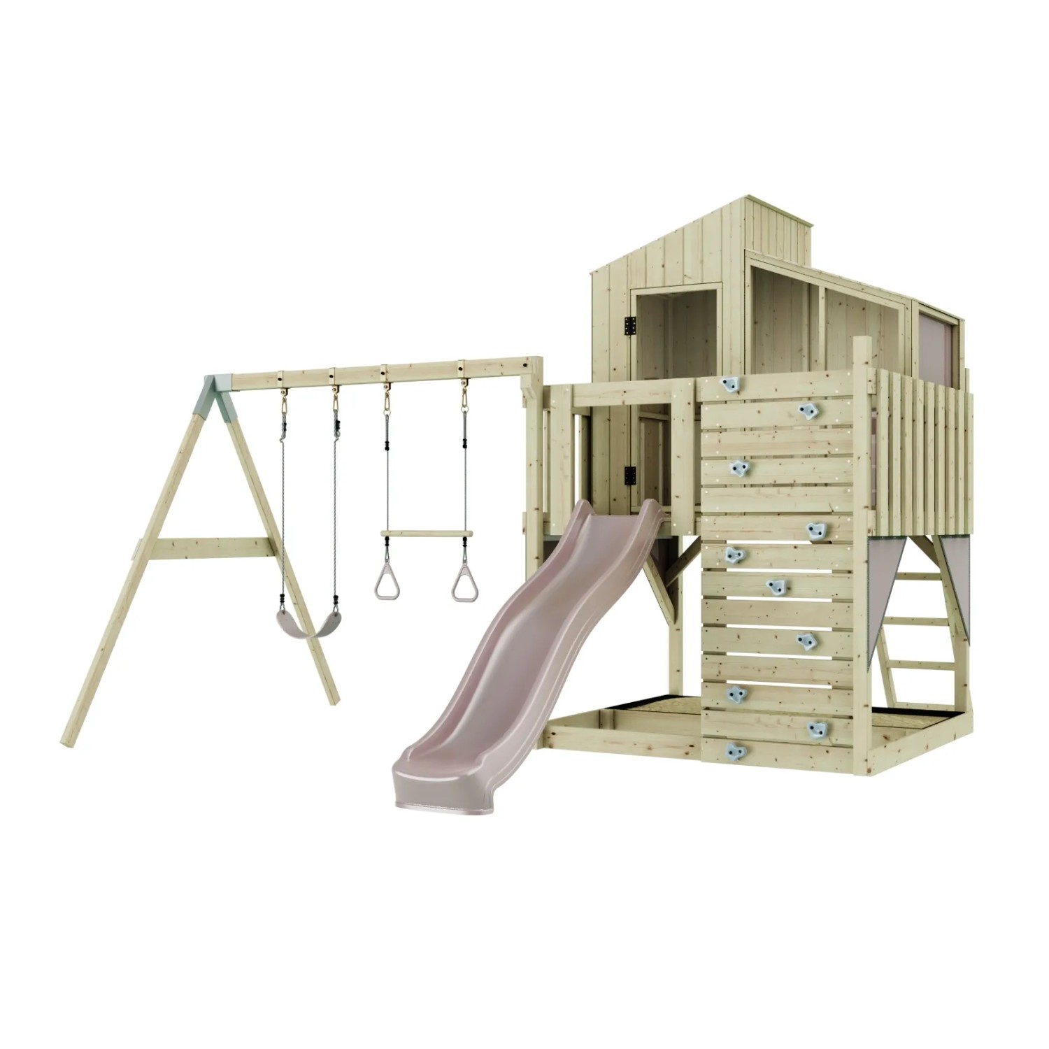 PolarPlay Spielturm Bosse m. Trapezst. Altrosa