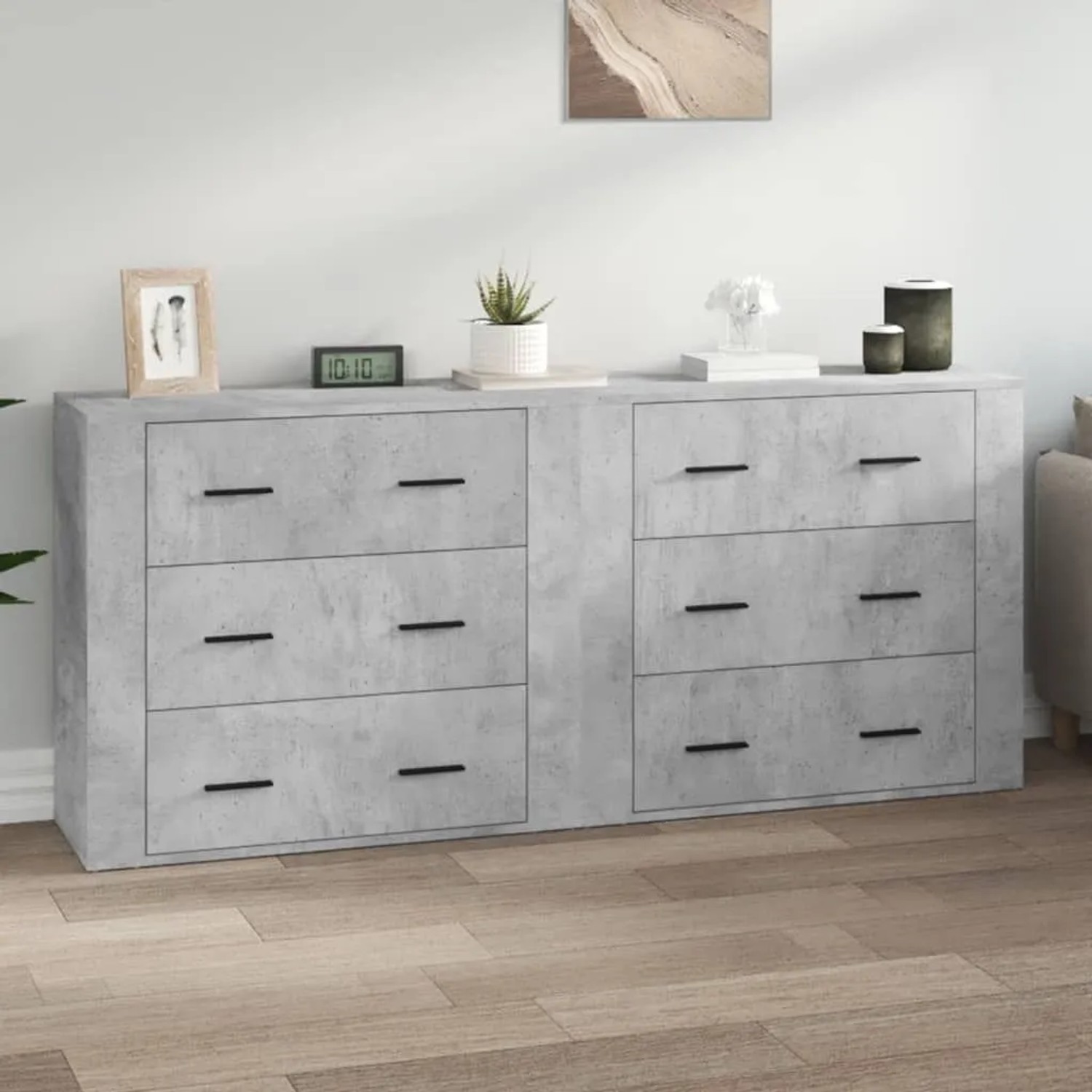 vidaXL Sideboards 2 Stk Betongrau Holzwerkstoff 3185411_2