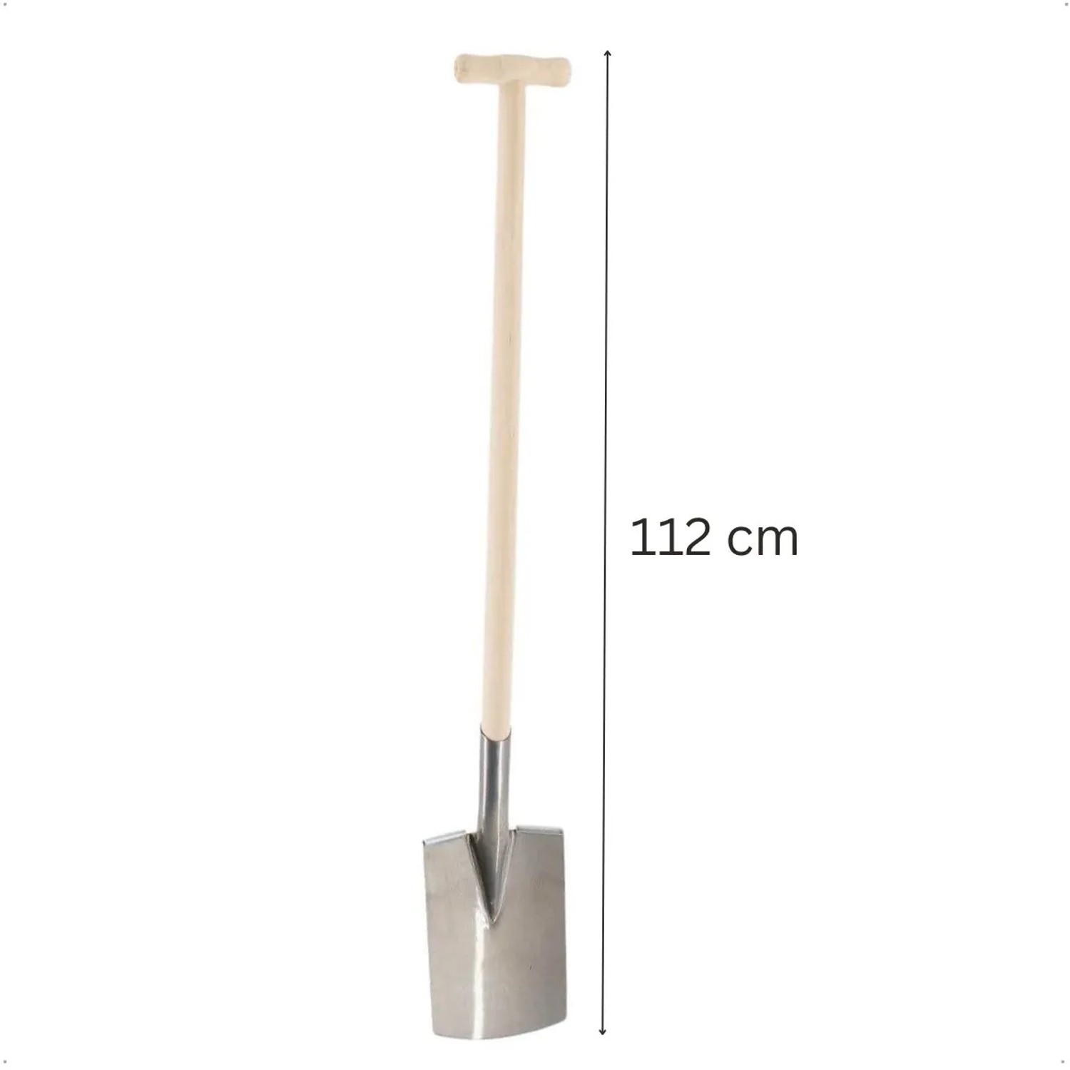 Galaflor Damenspaten mit polierter Stahlklinge und Holz-T-Stiel, 112 cm. Ideal für Gartenarbeiten wie Umgraben.