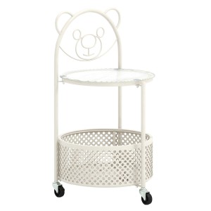 Costway Beistelltisch Glas mit Rollen 2-Stufiger Glastisch Rund Weiß