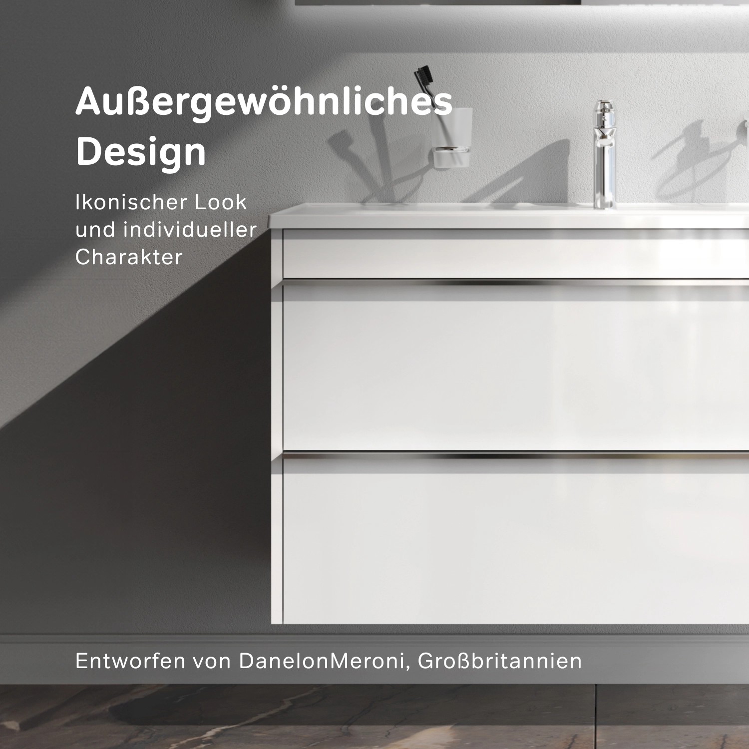 AM.PM Waschtischunterschrank Hit, weiß, 100 cm, mit Waschbecken, wandmontiert.