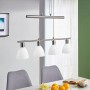 Moderne Lindby Pendelleuchte Simeon, 4-flammig, Alu/Glas, für Wohnzimmer & Esszimmer.