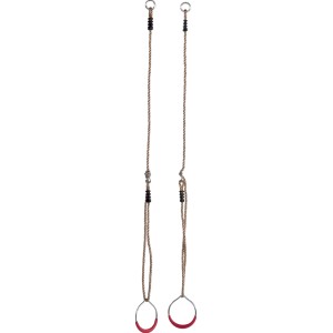 T&J Schaukelringe, paarweise, mit roten Ringen und Seil für Gartenspielgeräte.