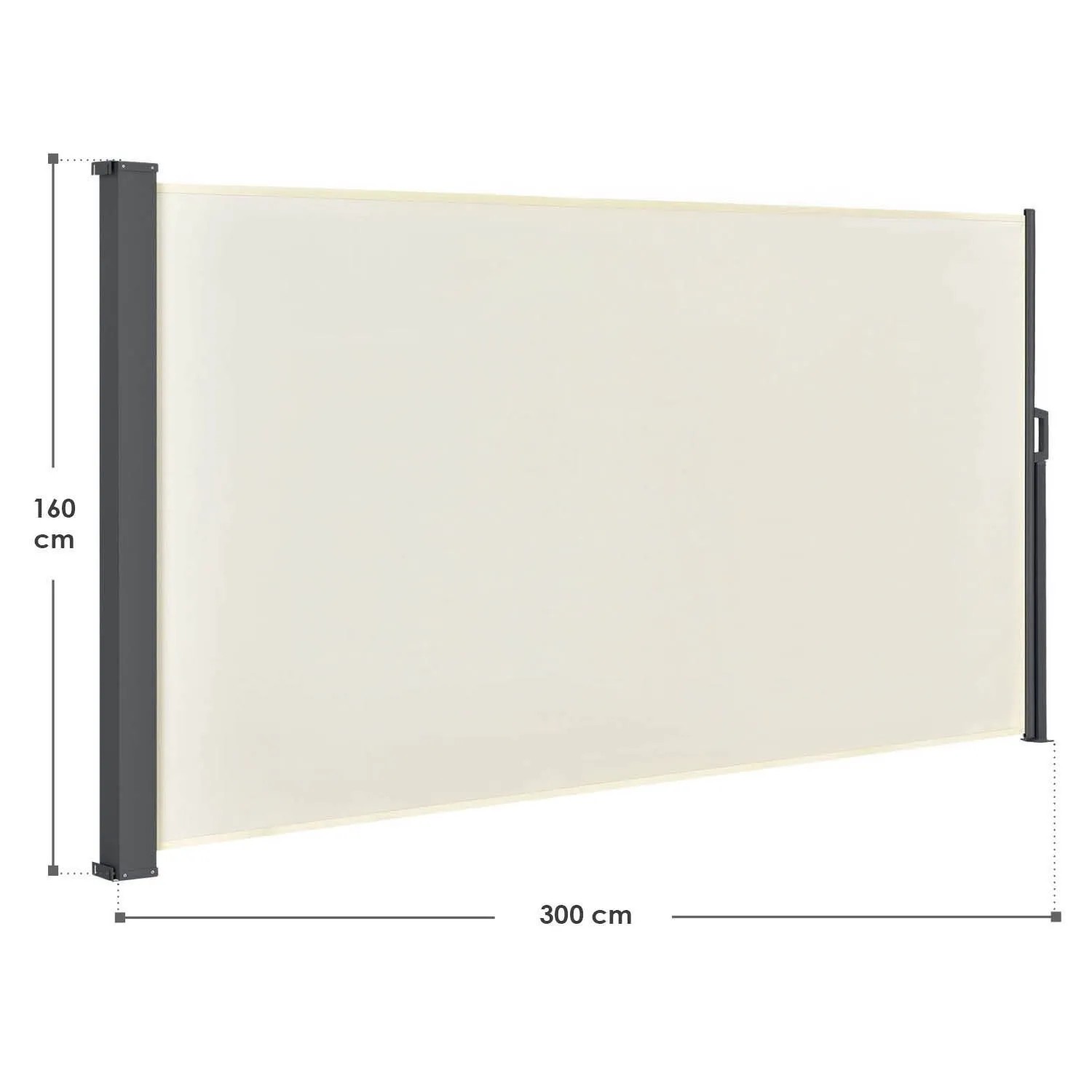 Beige Juskys Seitenmarkise Dubai, 300x160 cm, für Balkon & Terrasse als Sicht- und Windschutz.
