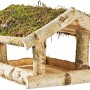 Großes Vogelfutterhaus aus Birke mit Moosdach für Wildvögel.