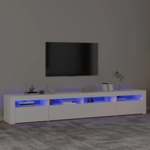 Weißer vidaXL TV-Schrank (240 cm) mit LED-Beleuchtung für Wohnzimmer.