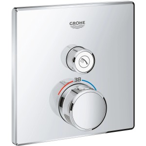 Grohe Grohtherm SmartControl Thermostat, eckig, Chrom mit Absperrventil.