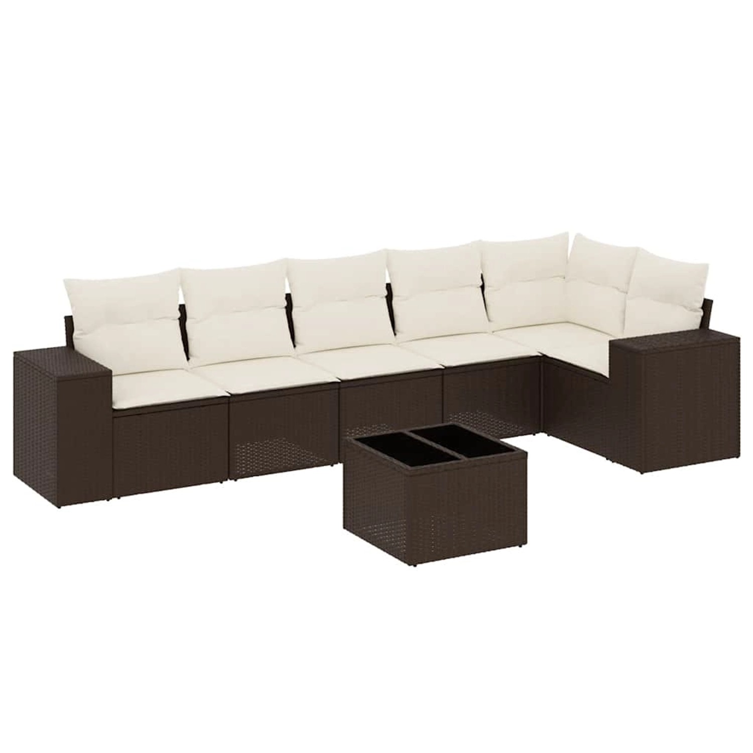 vidaXL 7-Tlg Garten-Sofagarnitur mit Kissen Braun Poly Rattan 3222602 günstig online kaufen
